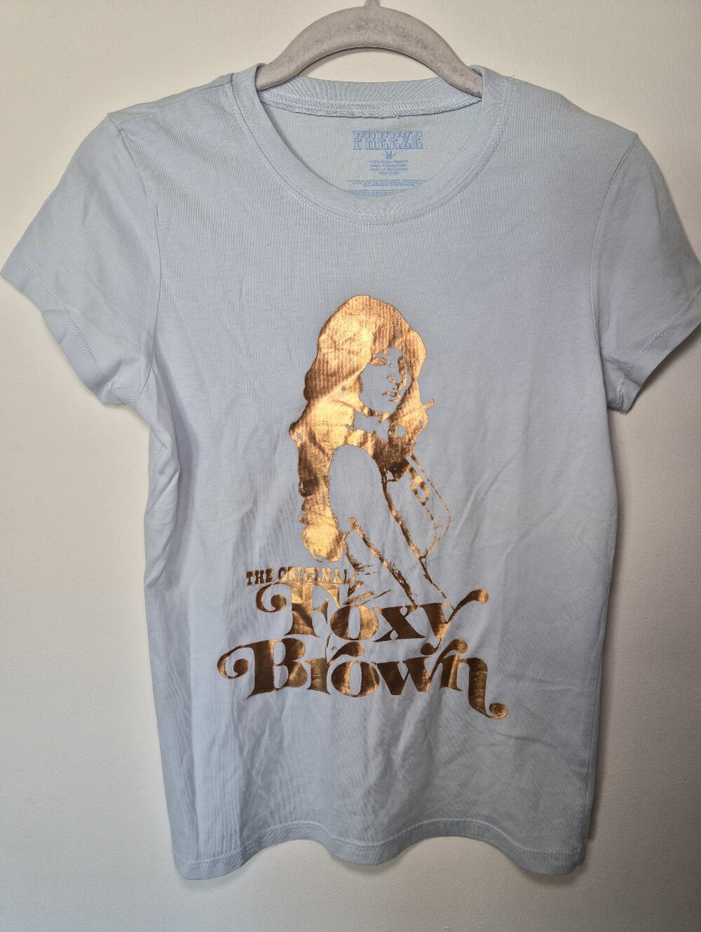 VGUC Freeze Foxy Brown Tee Pam Grier Tarantino Women Medium Blue
